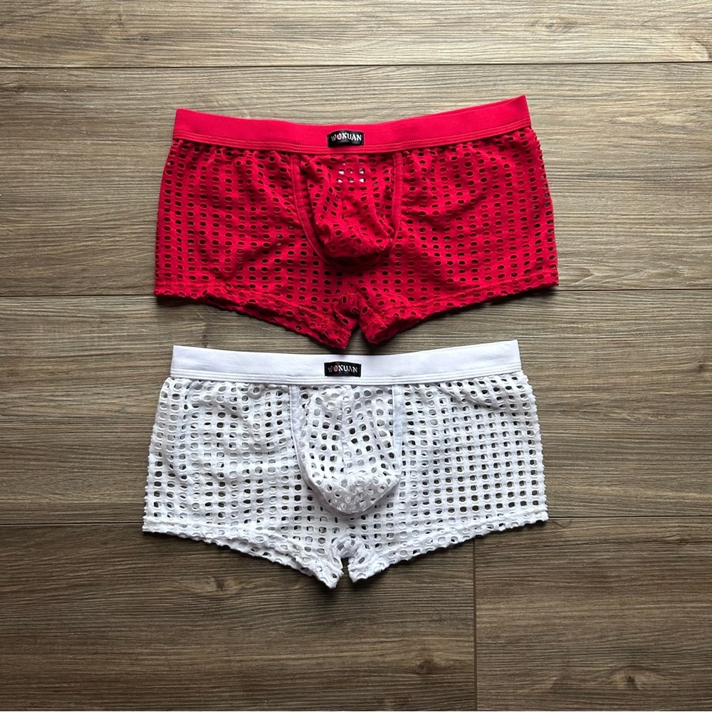 SOLD Mesh See Through Boxer Briefs / Trunks in White (Size Small) - Picture 11 of 11